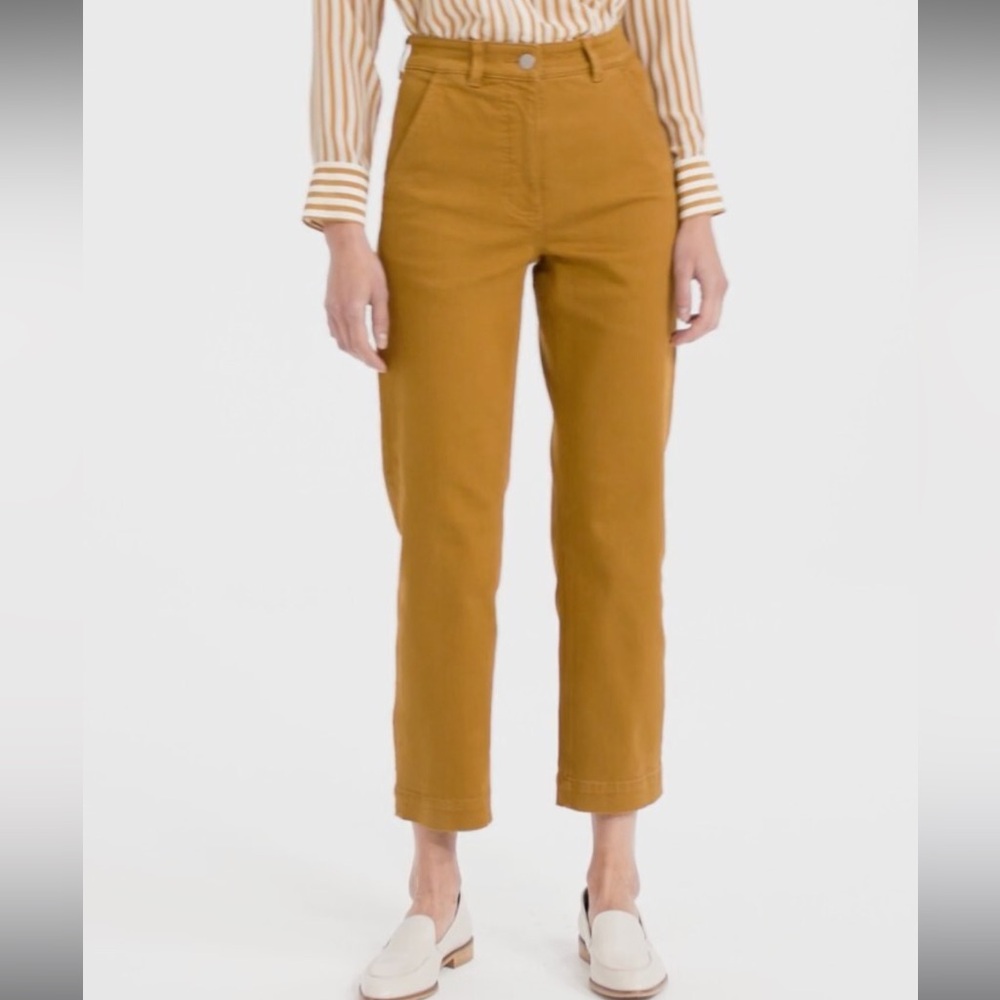 Everlane Straight Leg Pants in Mustard Brown